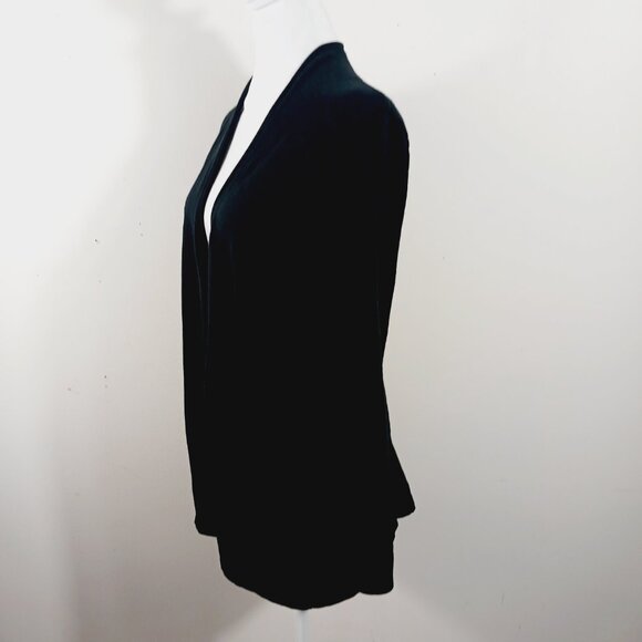 Forte Black Merino Wool & Silk Blend Button Back Open Long Sleeve Cardigan, MED - Picture 9 of 14